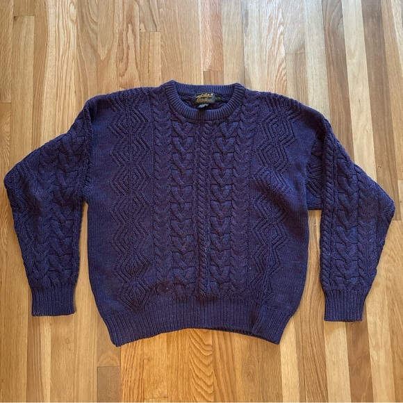 Eddie Bauer Vintage Men's Cable Knit Sweater - Purple - Picture 1 of 6